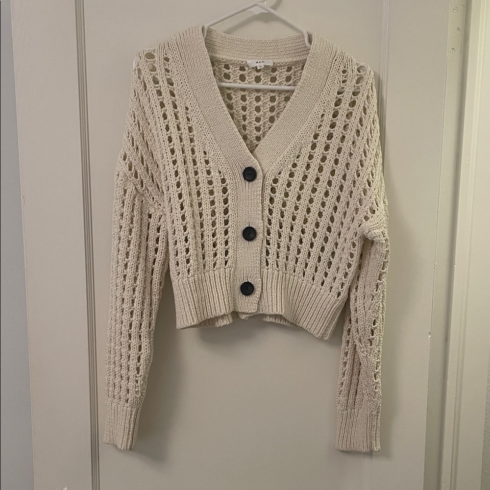 A.L.C. Cream Open-Knit Cardigan
